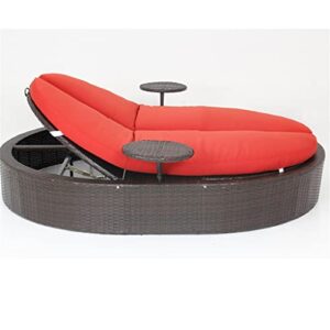 QUUL Outdoor Furniture Sofa PE Rattan Aluminum Frame Double Bed Oval Sofa Bed Lying Camping Chair