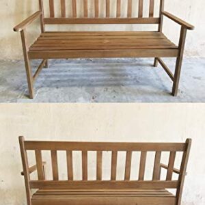 Outdoor Patio Bench Wood Garden Bench Park Bench Acacia Wood for Pool Beach Backyard Balcony Porch Deck Garden Wooden Furniture, Natural Oiled, Best Outdoor Wood Bench - 48"W x 22"D x 33"H