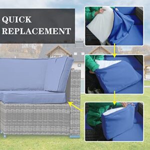 FKSLIFE Patio Cushion Covers Replacement,Outdoor Patio Cushion Covers Replacement Waterproof (25×25×3.15 inches, Blue)