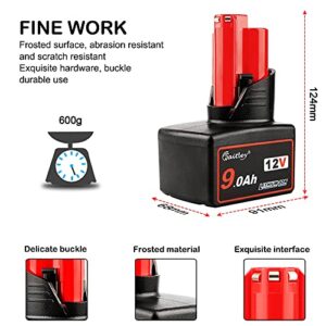 waitley 2 Pack 12V 9Ah Replacement Battery Compatible with Milwaukee M12 9.0Ah Power Tools