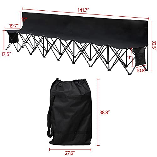 Topeakmart Summer Patio Chair Oxford 8 Seats Bench Sport Sideline Bench Bleachers Foldable & Portable Deck Chairs