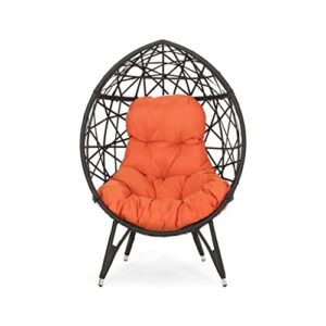 quul contemporary design outdoor wicker teardrop chair accent chair with cushion and base 38.5 in