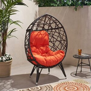 QUUL Contemporary Design Outdoor Wicker Teardrop Chair Accent Chair with Cushion and Base 38.5 in