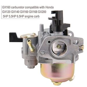 GX160 Carburetor GX200 Carburetor Kit for Honda GX120 GX140 GX160 GX168 GX200 5HP 5.5HP 6.5HP Engine Carb, Replaces# 16100-ZH8-W51 16100-ZH8-W61 16100-ZE1-814 16100-ZE1-825