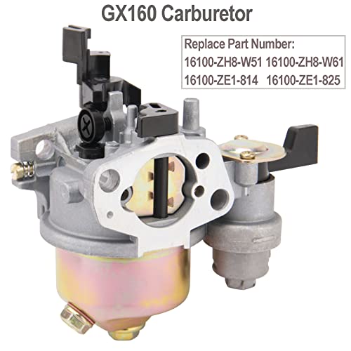 GX160 Carburetor GX200 Carburetor Kit for Honda GX120 GX140 GX160 GX168 GX200 5HP 5.5HP 6.5HP Engine Carb, Replaces# 16100-ZH8-W51 16100-ZH8-W61 16100-ZE1-814 16100-ZE1-825