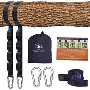 tree swing straps kit-two adjustable (20loops total) straps hold 2000lbs two heavy duty carabiners (stainless steel),easy & fast swing hanger installation to tree, 100% non-stretch (5ft)