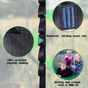 Tree Swing Straps Kit-Two Adjustable (20loops Total) Straps Hold 2000lbs Two Heavy Duty Carabiners (Stainless Steel),Easy & Fast Swing Hanger Installation to Tree, 100% Non-Stretch (5FT)