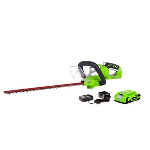 greenworks 24v 22″ cordless hedge trimmer, 2.0ah battery and charger included