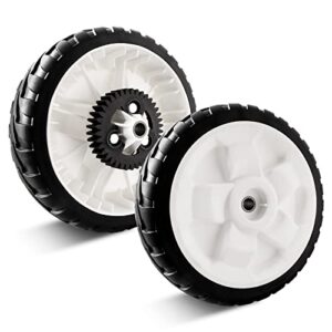 replacement 115-4695 wheels compatible with toro lawn mower – 8″ back drive wheel plastic gear assebmly compatible with toro 20332 20333 20334 22″ recycler lawn mower, 2 pack