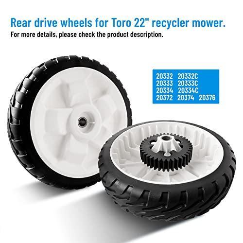 Replacement 115-4695 Wheels Compatible with Toro Lawn Mower - 8" Back Drive Wheel Plastic Gear Assebmly Compatible with Toro 20332 20333 20334 22" Recycler Lawn Mower, 2 Pack