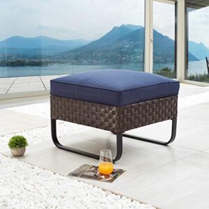 romayard outdoor wicker ottoman patio footstool rattan furniture coffee table all weather foot stools seat with cushion