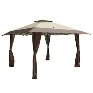 SlowSnail Outdoor Pop Up Gazebo, 13' x 13' Instant Sun Shelter Canopy Tent, Brown