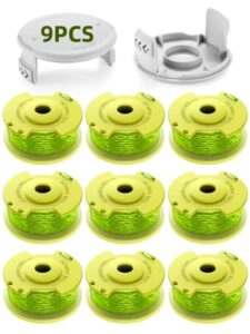 ywtesch trimmer string for ryobi one plus+ ac80rl3,11 ft/0.080-inch，spool replacement compatible with ryobi 18v, 24v, and 40v cordless trimmers (9 pack trimmer line & 2 pack trimmer cap)