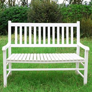 rockingrocker – a062wt white outdoor wood garden bench – suitable for indoor or outdoor – assembled dimensions:w51.57 x h40.16 x d26.97 inches