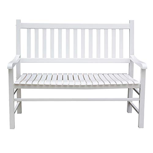 Rockingrocker - A062WT White Outdoor Wood Garden Bench - Suitable for Indoor or Outdoor - Assembled Dimensions:W51.57 x H40.16 x D26.97 inches