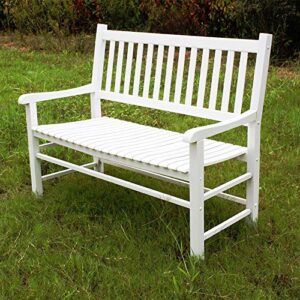 Rockingrocker - A062WT White Outdoor Wood Garden Bench - Suitable for Indoor or Outdoor - Assembled Dimensions:W51.57 x H40.16 x D26.97 inches