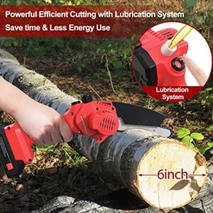 HAJACK Mini Chainsaw 6-Inch, Cordless Saw with 3 Chains, 2 Batteries & A Charger, Electric Battery Chainsaw, Hand Held Power Chain Saws for Tree Trimming & Wood Cutting, Small Rechargeable Chain Saw