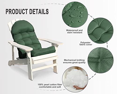 COSNUOSA Rocking Chair Cushion High Back Adirondack Chair Cushion Waterproof Patio Cushions for Outdoor Furniture Dark Green