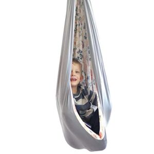 SENSORY4U Sensory Swing (Double Layered Sloth Print or Gray Fabric) Indoor Therapy Swing Snuggle Cuddle Hammock Cacoon for Children with Autism ADHD and Aspergers