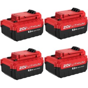 4-pack 6.5ah pcc685l 20v battery replacement for porter cable 20v battery lithium ion 20 volt max pcc680l pcc682l pcc685lp compatible with porter cable 20v cordless tools