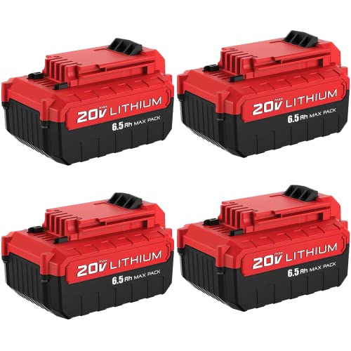 4-Pack 6.5Ah PCC685L 20V Battery Replacement for Porter Cable 20V Battery Lithium ion 20 Volt MAX PCC680L PCC682L PCC685LP Compatible with Porter Cable 20V Cordless Tools