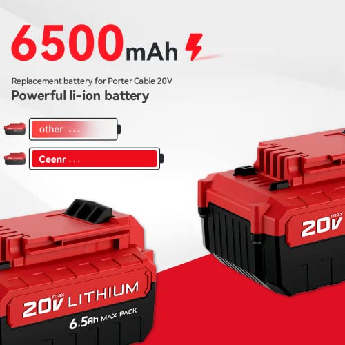 4-Pack 6.5Ah PCC685L 20V Battery Replacement for Porter Cable 20V Battery Lithium ion 20 Volt MAX PCC680L PCC682L PCC685LP Compatible with Porter Cable 20V Cordless Tools