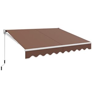 tangkula 8 x 6.6 ft retractable awning, aluminum patio sun shade w/ crank handle and water-resistant polyester, outdoor manual retractable awning cover shelter