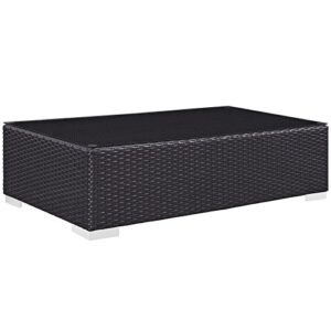 modway convene wicker rattan outdoor patio coffee table in espresso