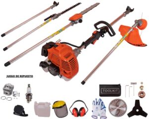 brushcutter kit -high strength long handle multi-functional chainsaw 63cc 5 in 1 – gardening tools – lawn mower, hedge trimmer, brush cutter – 2-point blade, 6t blad, lawn edger, edger, grass trimmer