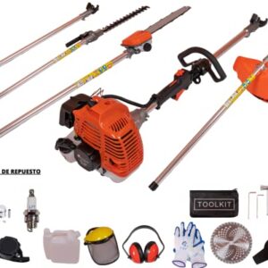 Brushcutter Kit -High Strength Long Handle Multi-Functional Chainsaw 63cc 5 in 1 - Gardening Tools - Lawn Mower, Hedge Trimmer, Brush Cutter - 2-Point Blade, 6t Blad, Lawn Edger, Edger, Grass Trimmer