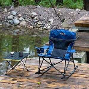 iClimb 1 Heavy Duty Compact Folding Chair and 1 Padded Rocking Folding Chair Bundle for Two Person Camping Patio Porch Backyard Lawn Garden Balcony Concert Indoor Outdoor