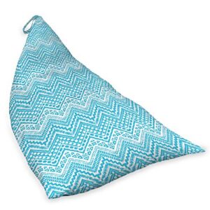 Lunarable Pale Blue Lounger Chair Bag, Hand Drawn Chevron Artwork Native Zigzag Boho Lines, High Capacity Storage with Handle Container, Lounger Size, Pale Blue White