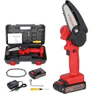 Mini Chainsaw Cordless 4-Inch Electric Power Chain Saws One-Hand Handheld Portable Chainsaws for Tree Branch Wood Cutting