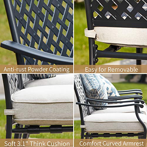 PatioFestival Patio Dining Chairs Stackable Outdoor Chairs Dining Furniture Set of 4,All Weather Frame with Thick Cushion for Porch,Yard,Balcony,Kitchen