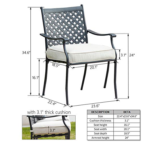 PatioFestival Patio Dining Chairs Stackable Outdoor Chairs Dining Furniture Set of 4,All Weather Frame with Thick Cushion for Porch,Yard,Balcony,Kitchen