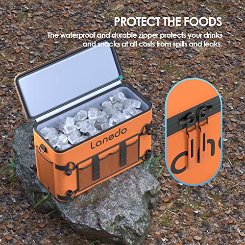 Lanedo 34-Can Soft-Sided Cooler - Collapsible, Leak-Proof, Use as a Beach Cooler, Soft Ice Bag, Ice Chest, or Travel Cooler for Food Shopping, Camping, Kayaking, Fishing, and Multi-Person Lunch Bag.