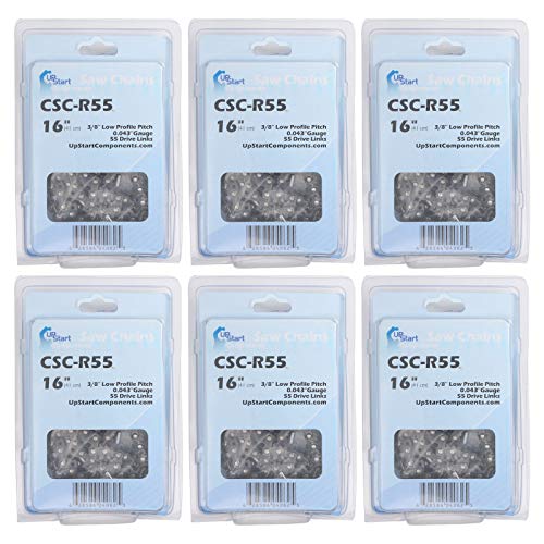 UpStart Components 6-Pack 16-Inch Chainsaw Chain Replacement for Stihl MS 170 - (16", 3/8".043", 55 Drive Links)