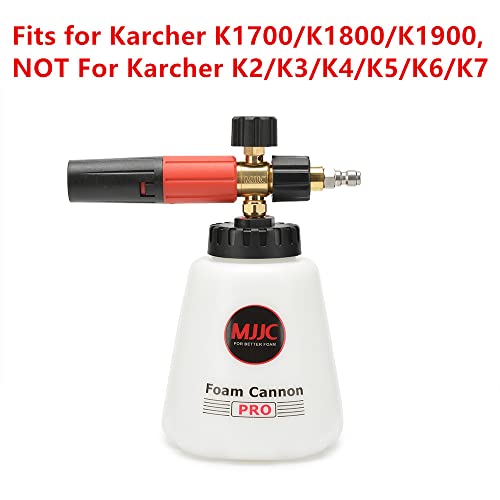 MJJC Foam Cannon with 1/4 Inch Quick Connector Adjustable Snow Foam Lance Thick Foam also Fit for Karcher K1700 K1800 (Pro)