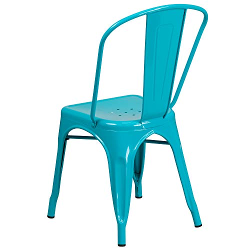 EMMA + OLIVER Commercial Grade Teal-Blue Metal Indoor-Outdoor Stackable Chair