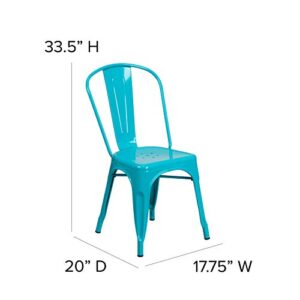 EMMA + OLIVER Commercial Grade Teal-Blue Metal Indoor-Outdoor Stackable Chair