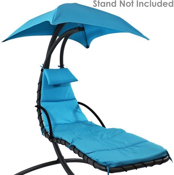 eZone Replacement Cushion Pad and Umbrella for Hanging Lounge Chair Outdoor Chaise Hanging Hammock Chair Pillow Pad (Blue,Green,Khaki,Rust) (Blue)