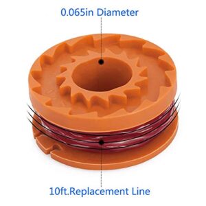 10ft 0.065" Line String Trimmer Replacement Spool Compatible with Worx WA0010 String Trimmers Replacement Autofeed Spool,7-Pack (6 Pack Grass Trimmer Line,1 Trimmer Cap) by LIYYOO