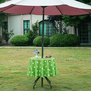 Eternal Beauty Outdoor Tablecloth Round 60" Spillproof Outdoor Tablecloth with Umbrella Hole Zipper for ST Patric Day Spring Summer Patio Table (Green Polka Dot)