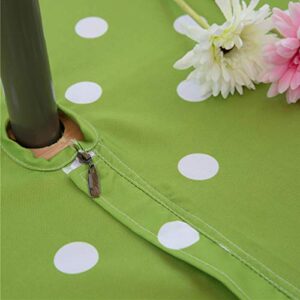 Eternal Beauty Outdoor Tablecloth Round 60" Spillproof Outdoor Tablecloth with Umbrella Hole Zipper for ST Patric Day Spring Summer Patio Table (Green Polka Dot)