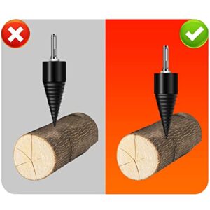 Hlimior Firewood Log Splitter,3pcs Firewood Drill Bit Removable Cones Kindling 32mm/1.26inch Wood Splitting logs bits Heavy Duty Electric Drills Screw Cone Driver Hex + Square + Round