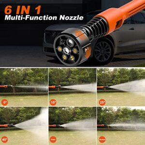 Cordless Pressure Washer, Tazen 21V Electric Portable Power Cleaner with 6-in-1 Nozzle and 180° Adjustable Nozzle, 3.0AH Battery and Accessories, Great for Car Washing, Window and Floor Cleaning
