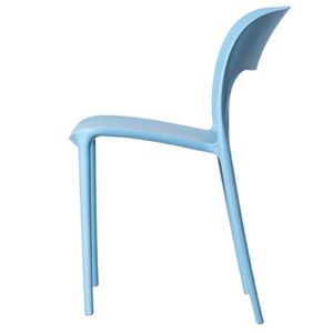 Fabulaxe Modern Plastic Outdoor Dining Chair with Open Curved Back, Blue Set of 2