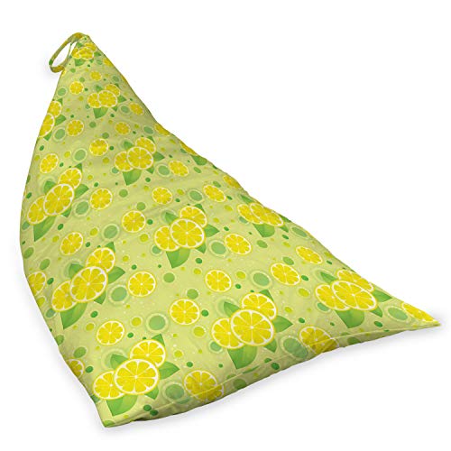 Lunarable Vintage Lounger Chair Bag, Lemon Lime Pattern in Retro Vintage Style Citrus Fruit Circles Natural Image, High Capacity Storage with Handle Container, Lounger Size, Yellow Green