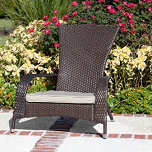 Patio Sense 61469 Coconino Wicker Lounge Chair All Weather Wicker Beige Cushion Armchair Lightweight Durable Adirondack Style Chair Beautiful Mocha Finish