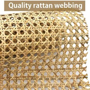 Cane Webbing 13.8"(W) x 3.3'(L) Rattan Webbing Roll Natural Cane Webbing for Caning Projects, DIY Furniture Chair Cabinet Ceiling and Door